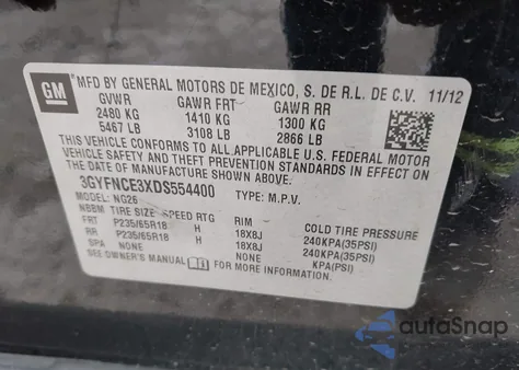 2013 Cadillac Srx Luxury Collection from USA, damaged, VIN 3GYFNCE3XDS554400